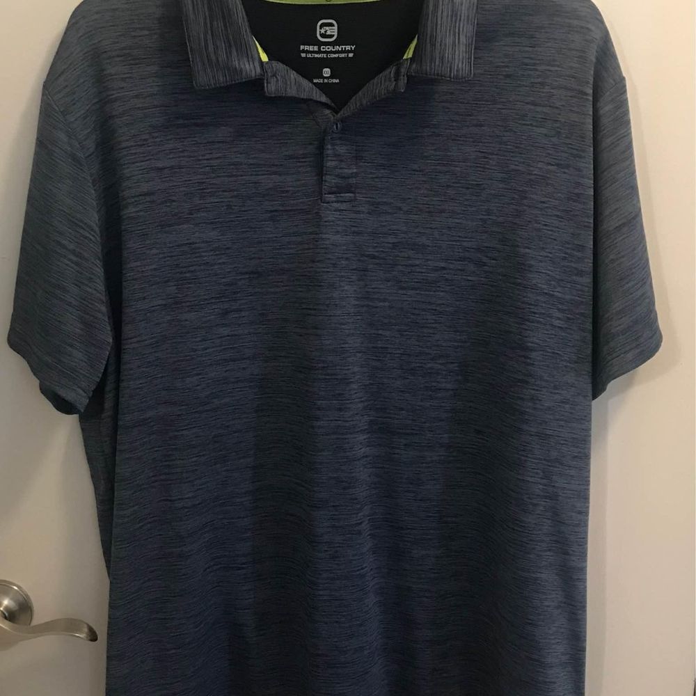 Men’s Free Country Blue Polo Shirt Size XXL Ultimate Comfort Very Soft Material - Picture 1 of 4